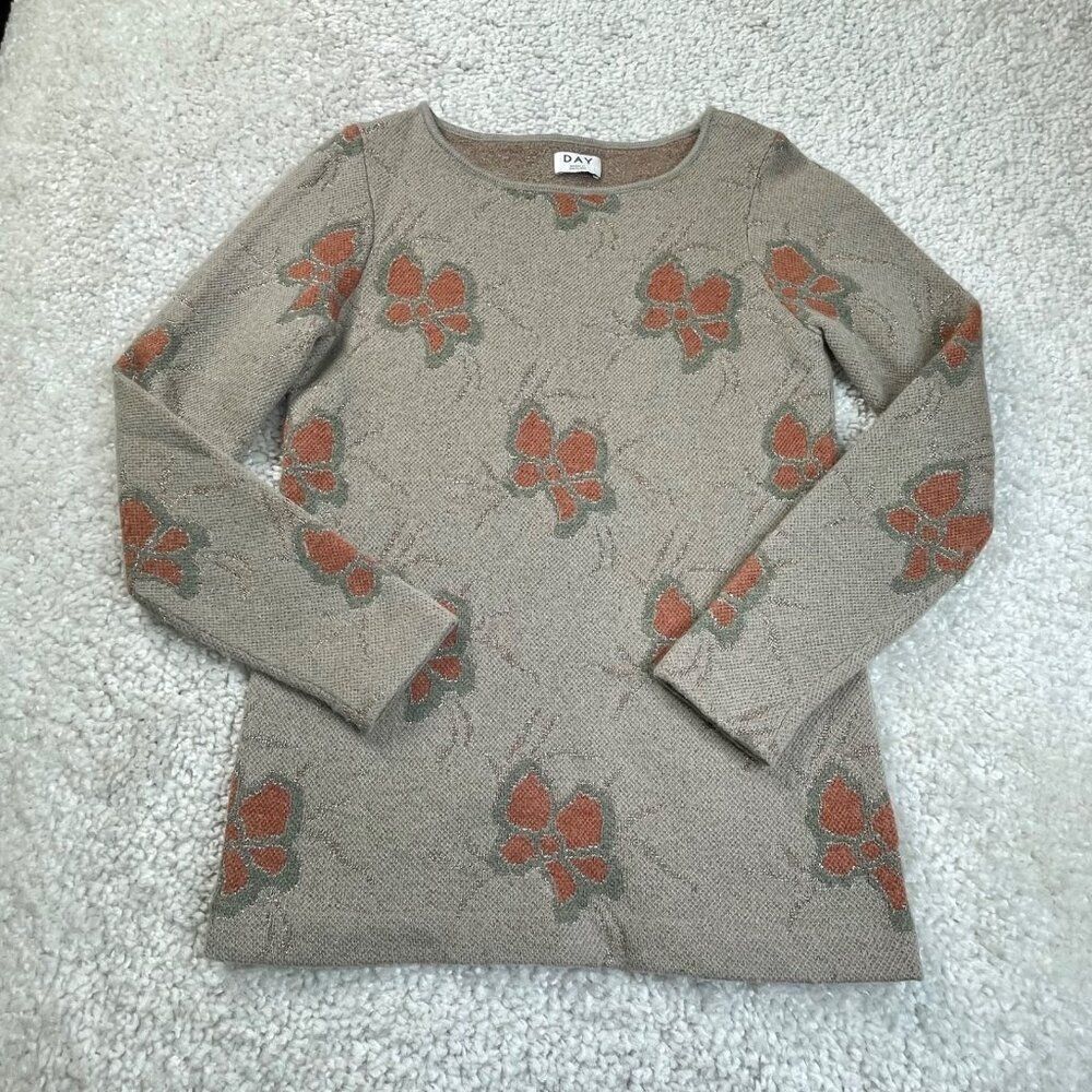 Day Birger Et Mikkelsen Mohair Wool Sweater Taupe Floral